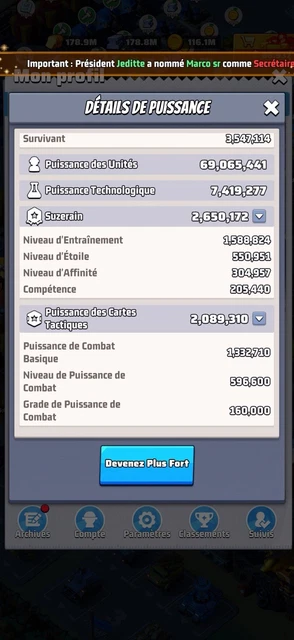 Compte Android Last War Survival - Niveau 26, 80M, VIP 12, 300 Jours De Jeu