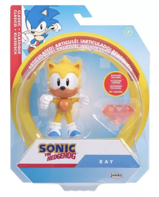 Sonic the Hedgehog Classic Ray the Flying Squirrel 4" Action Figure  New Wave 10