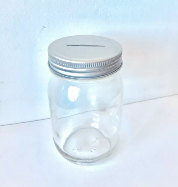 Clear Glass Money Jar with Coin Slot Lid - NEW