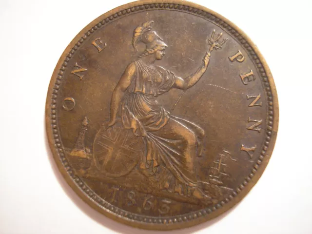 1863 British Penny, Queen Victoria, KM# 749, UK