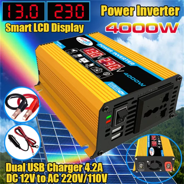 Inversor de potencia para automóvil pantalla digital LCD doble inversor para automóvil onda sinusoidal modificada