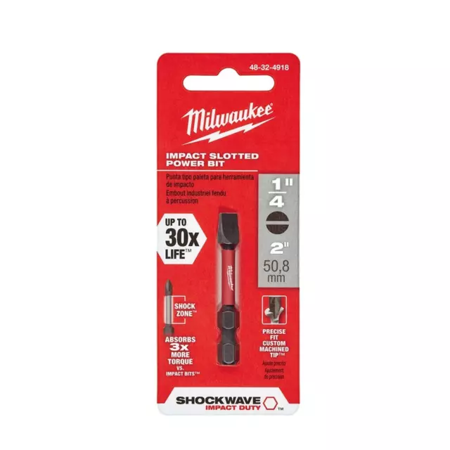 "BROCA DE POTENCIA RANURADA 1/4"" Milwaukee 48-32-4918 onda de choque de 2""