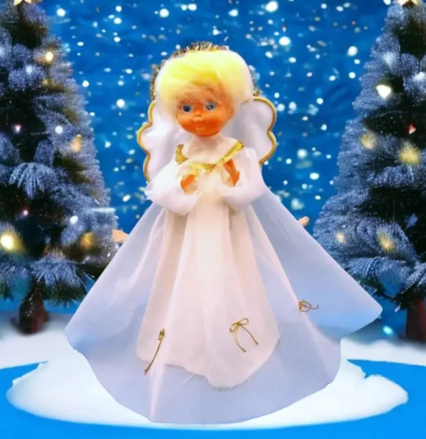 VINTAGE ANGEL TREE Topper Tulle Dress Blonde Hair 1950s Japan Christmas ...