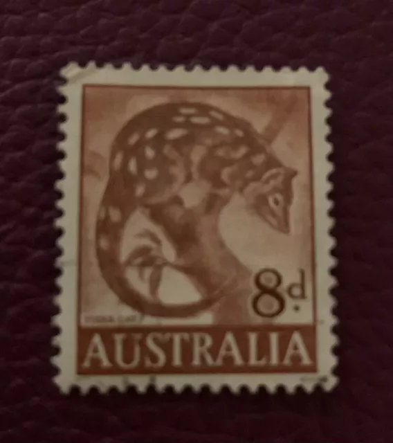 Australia Tiger Cat 8d Pence Cents Postage Stamp Nice Condition