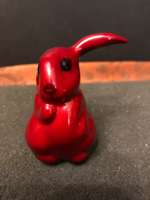 Rare Vintage Royal Doulton FLAMBE Sitting Red Lop Ear Rabbit Hare Figurine