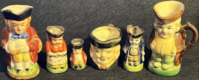 6 Toby Style Character Mugs Pirate Teapot Jugs Pitchers Occupied Japan Vintage
