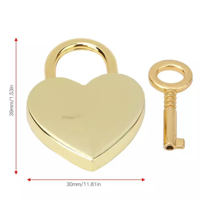 2 Sets Durable Decorative Heart Shaped Lock Vintage Padlock with Keys 30x39mm 2