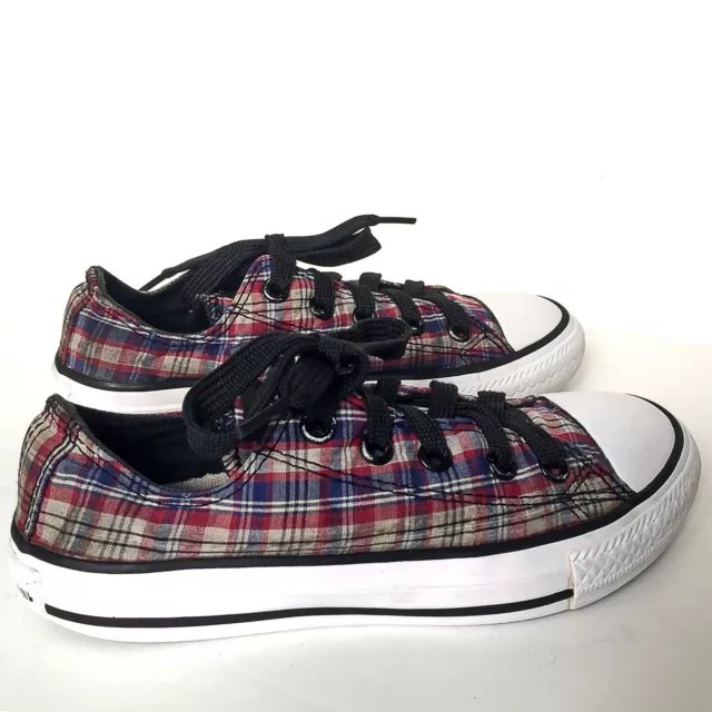 Convers All Star Red & Blue Plaid Sneakers Junior Size 12 Low Top Canvas