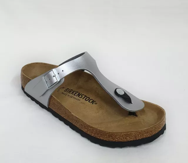 Birkenstock GIZEH Sandalen Zehentrenner Damen Schuhe Birko-Flor Neu SILBER 2