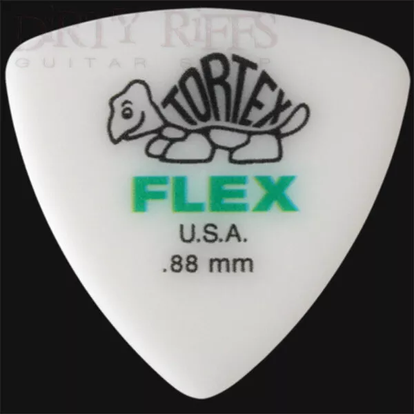 Dunlop Tortex Flex Triangle Guitar Picks Green 0.88mm - Packs Of 1 to 24