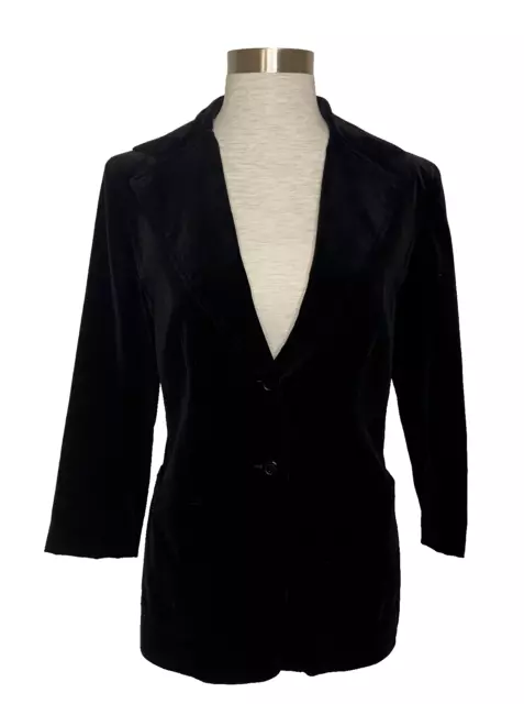 Vintage 1970s Loubella Extendables Size 8/9  2 Button Velvet Blazer Jacket Black