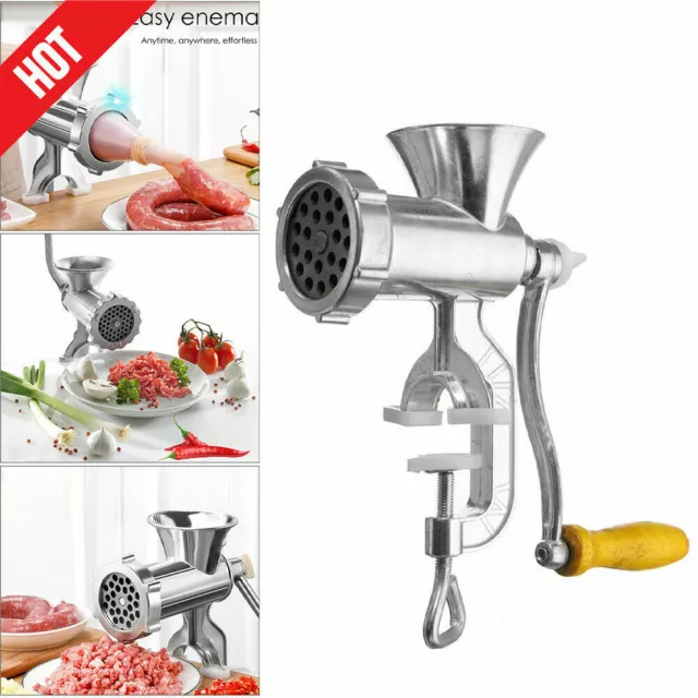 Hand Operated Cast Iron Manual Rotary Beef Sausage Maker Meat Mincer Grinder>UK