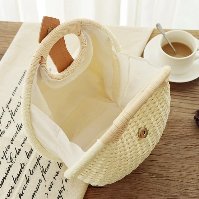 Handmade Wicker Woven Purse Handbag Straw Purses Women Handle 8