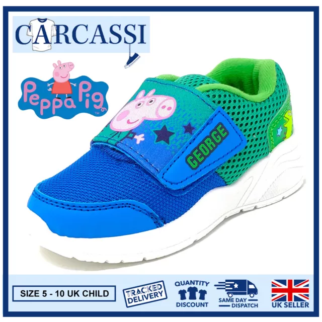 Scarpe da jogging blu verde George Pig Peppa per bambini taglia 5-10