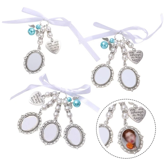 1Pc Bridal Bouquet Heart Photo Frame Memory Charm Wedding Party Heart Beads Gift