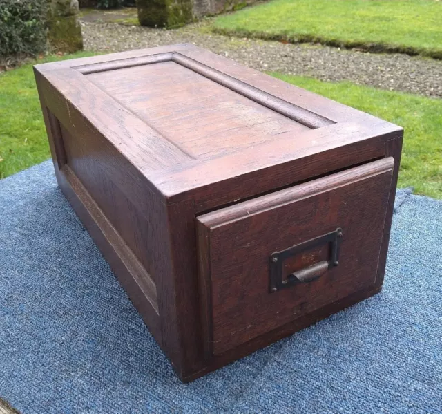 VINTAGE OAK WOODEN Single File Drawer Unit Index Card File