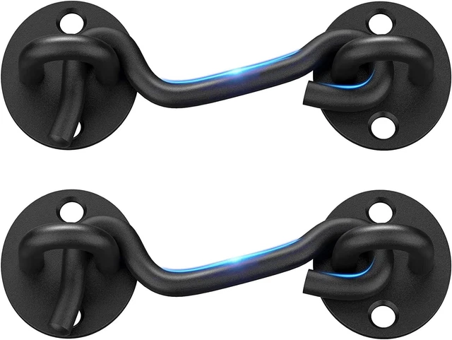 Barn Door Lock Gate Latch - 2 Pack 4 Inch Black Hook and Eye Latch Heavy Duty