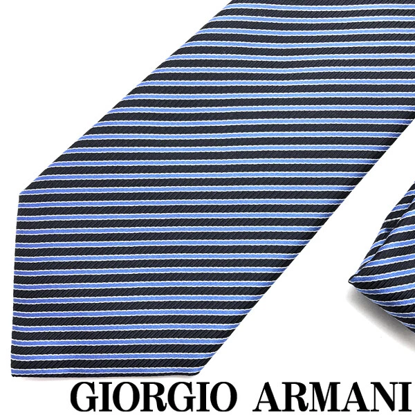 Giorgio Armani Tie Brand Silk Stripe Blue Width Of The Tip 8cm a609