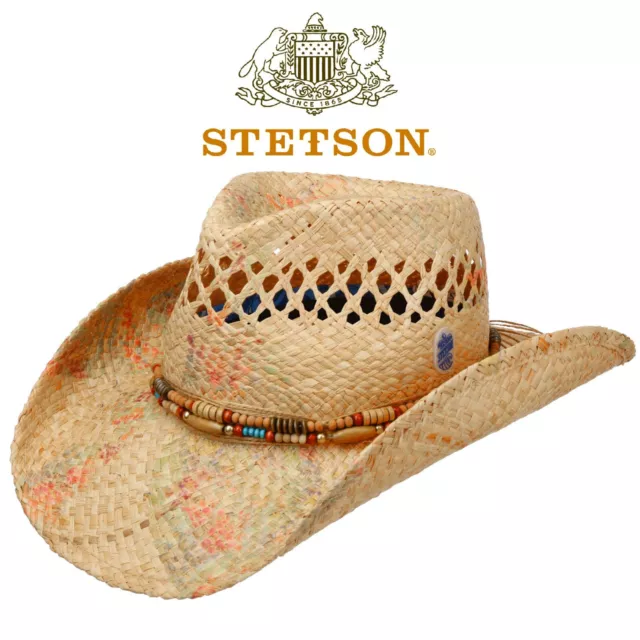 Mens Womens Stetson Raffia Straw Hats PANAMA Cowboy Natural Fedora Western  Hat