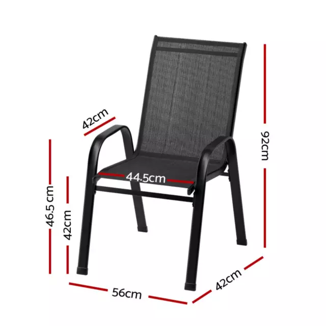 Gardeon 2x Outdoor Stackable Chairs Patio Deck Chair Garden Seat Furniture Pair 2