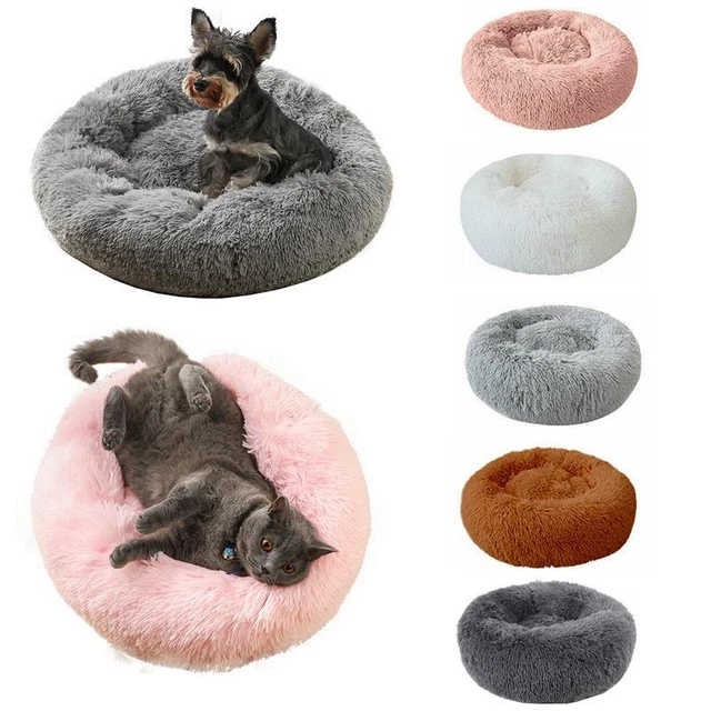 Apaisant Pet Chien Chat Lit Chaud Shag Nest Matelas Fourrure Donut Style Coussin