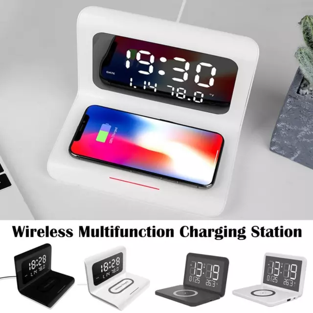 Wireless Charger LED Digital Alarm Clock Phone Charging **PROMOTION** Light H1J4