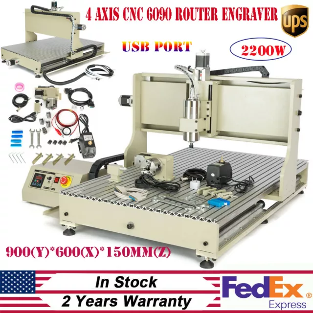 USB 4axis CNC 6090 Router Engraver Machine Milling Drilling Engraving 2200W 110V