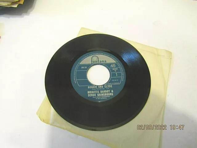 Rare-1-7"-45 Rpm-Brigitte Bardot&S. Gainsbourg-Bonnie And Clyde-Fontana-260.120 2