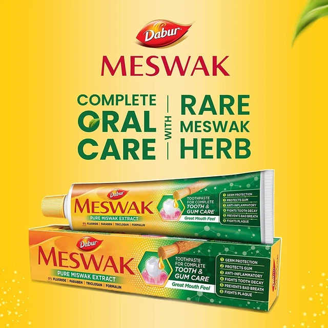 Pasta de dientes Dabur Meswak para prevención de caries dental eliminación de manchas cavidad 100 gm