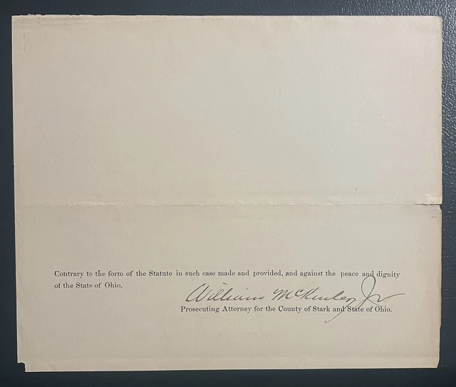 President William McKinley Signature - Nearly Perfect Autograph
