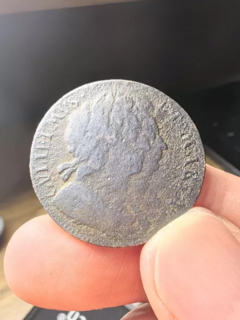 1694 Halfpenny - William & Mary British Copper Coin