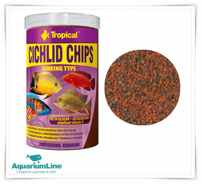 Tropical Cichlid Chips Mangime per ciclidi Intensifica i colori 250ml/130gr