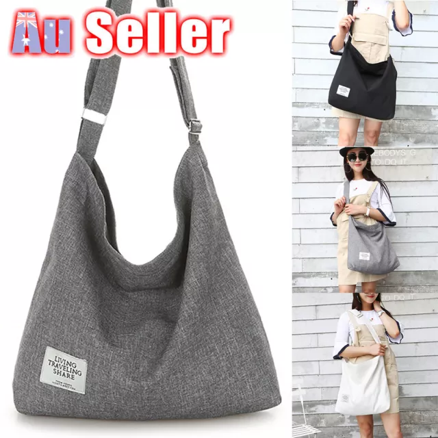 Womens Large Canvas Handbag Ladies Travel Messenger Shoulder Bag Hobo Tote Purse