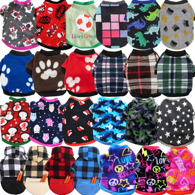 Dog Clothes Winter Warm Fleece Pullover Pet Dog Jacket Puppy Hoodie Sweater US~