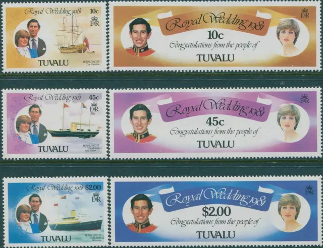 Tuvalu 1981 SG168-173 Royal Wedding set MNH