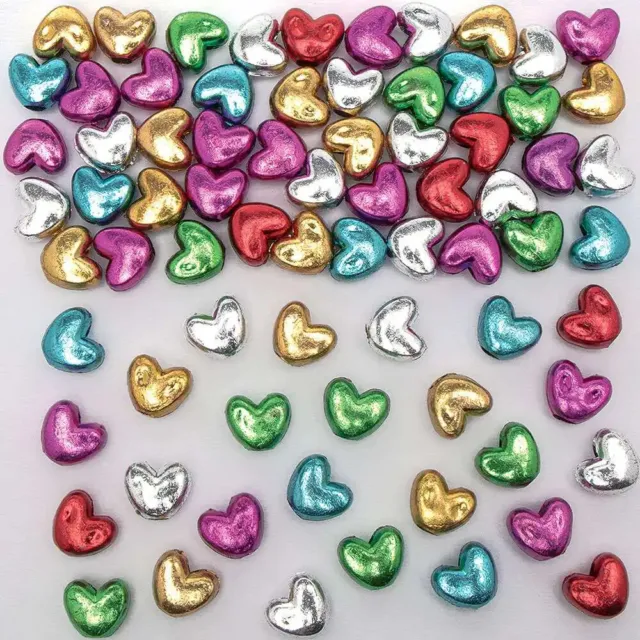 Metallic Heart Pony Beads Jewellery Making Acrylic Plastic Mixed Colours crafts
