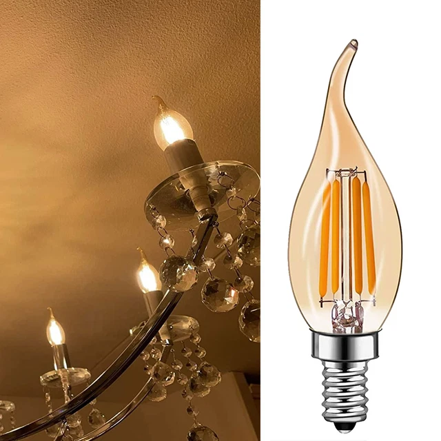 Vintage Filament LED Edison Bulb Dimmable E14 Candle Decorative Industrial Light