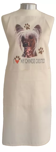 Chinese Crested (b) Dog Quality Cotton Apron Double Pockets Baker Cook Gift
