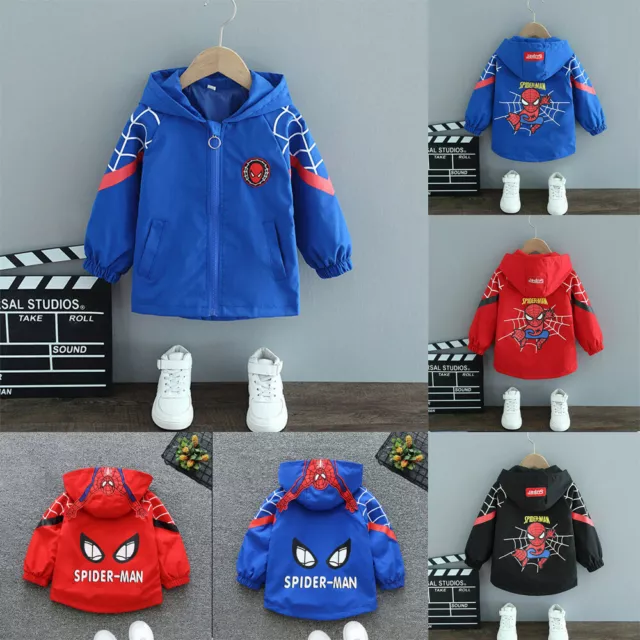 Jungen Spiderman Windbreaker Jacke Frühling Herbst Kinder Hoodie Oberbekleidung