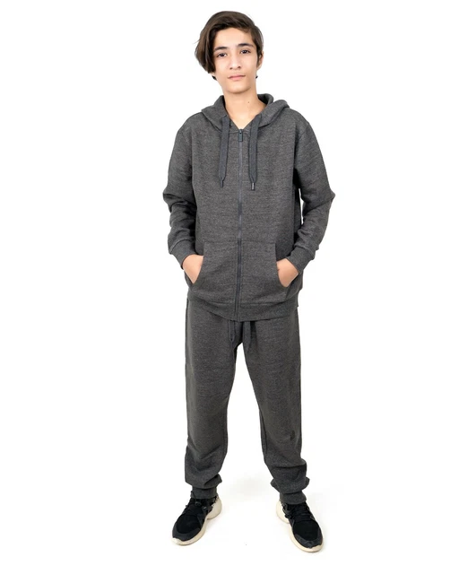 Kids Girls Boys Plain Tracksuit Hooded Hoodie Bottom Jog Suit Joggers 5-13 Years