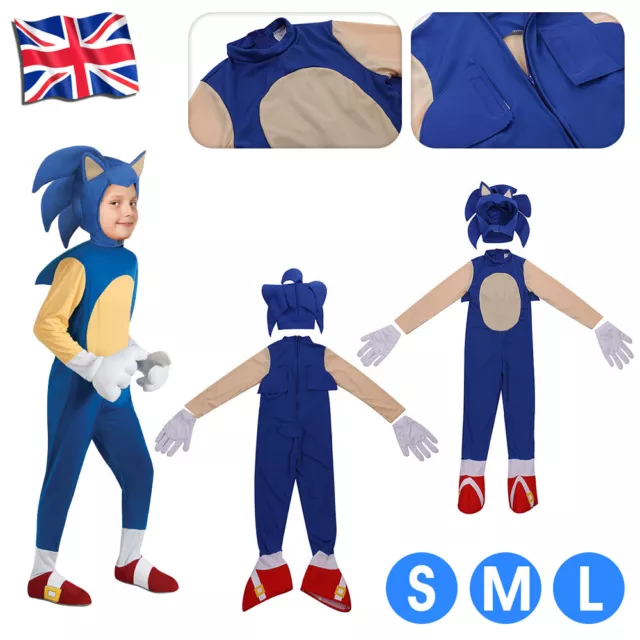 Kids Boys Sonic The Hedgehog Sonic Costume Fancy Dress Outfits Set Party Cosplay