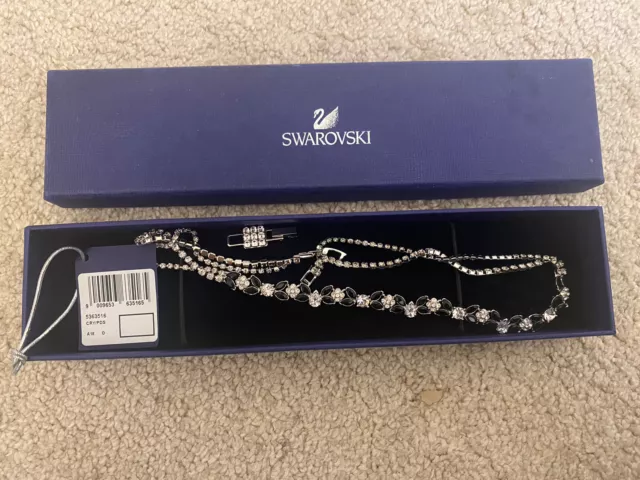 NEW WITH TAGS GENUINE SWAROVSKI NECKLACE CHOKER Black/silver