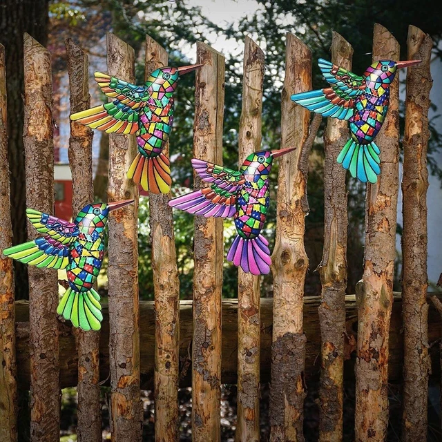 Dekorative Artikel Metall-Vogel Wand-Kunst-Skulptur 4pc Eisen Hängende Ornament 7