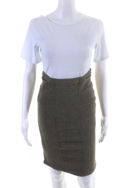 Diane Von Furstenberg Womens Textured Knit Pencil Skirt Green Size 2