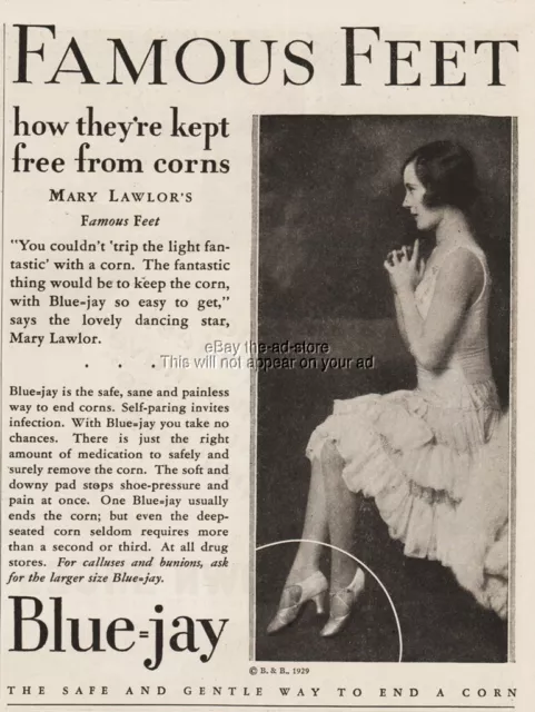 1929 Mary Lawlor Dancer Blue Jay Famous Feet Photo Print Corn Plaster Ad