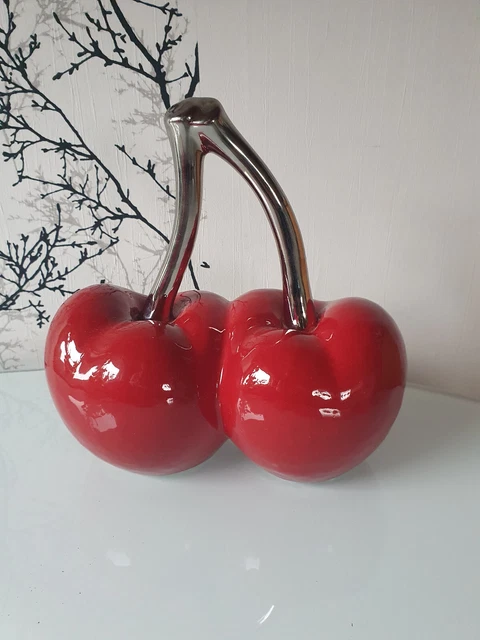 GILDE KIRSCHE &amp;DOUBLE Cherry&amp;quot; Keramik Skulptur Figur Deko Obst EUR 25 ...