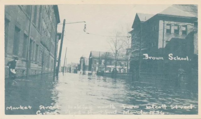 HARTFORD CT -1936 Flood Market Street North From Talcott Street and Brown School