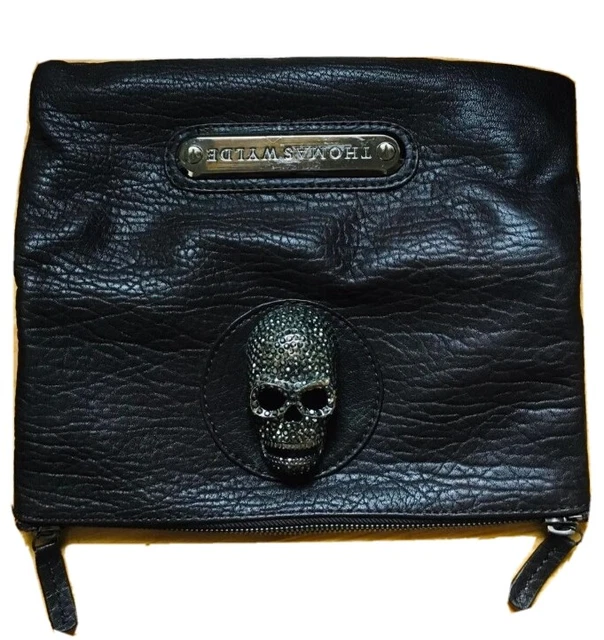 THOMAS WYLDE SKULL Suncross Studded Hobo Bag Distressed Leather 