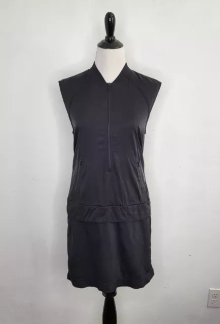 DEREK LAM 10C  X ATHLETA  Half Zip Sleeveless Studio Dress Black Size Small