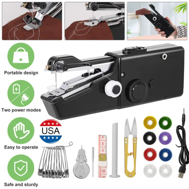 DIY Mini Sewing Machine Electric Stitch Portable Hand Cordless Travel Household